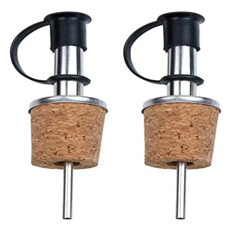 Stainless Steel and Cork Oil Pourer Set with 2 Pieces